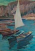 Vela sul lago di Garda - anni ‘60, olio su tavola, cm 60 x 100